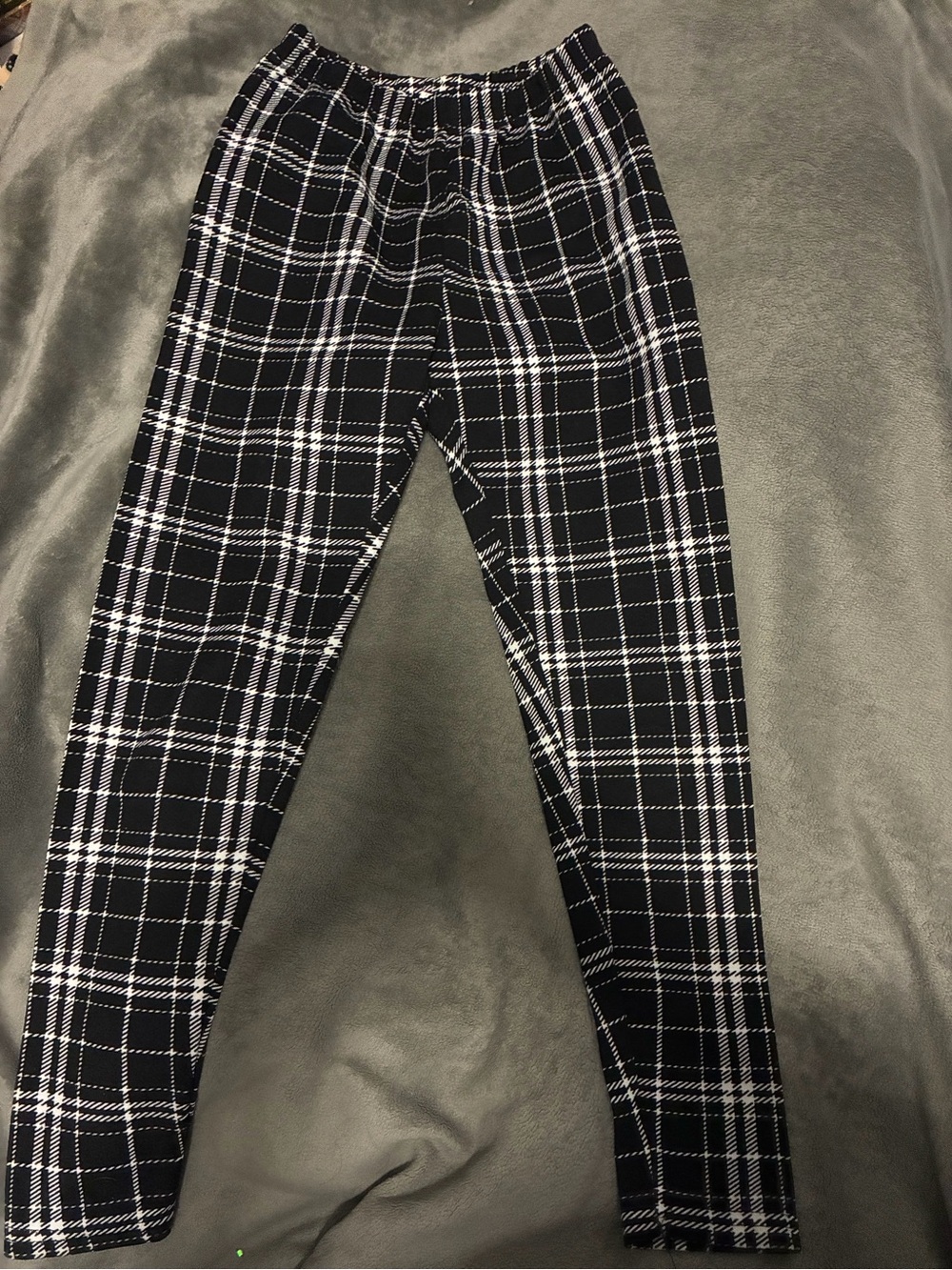 SHEIN Black and White Plaid Kids Leggings